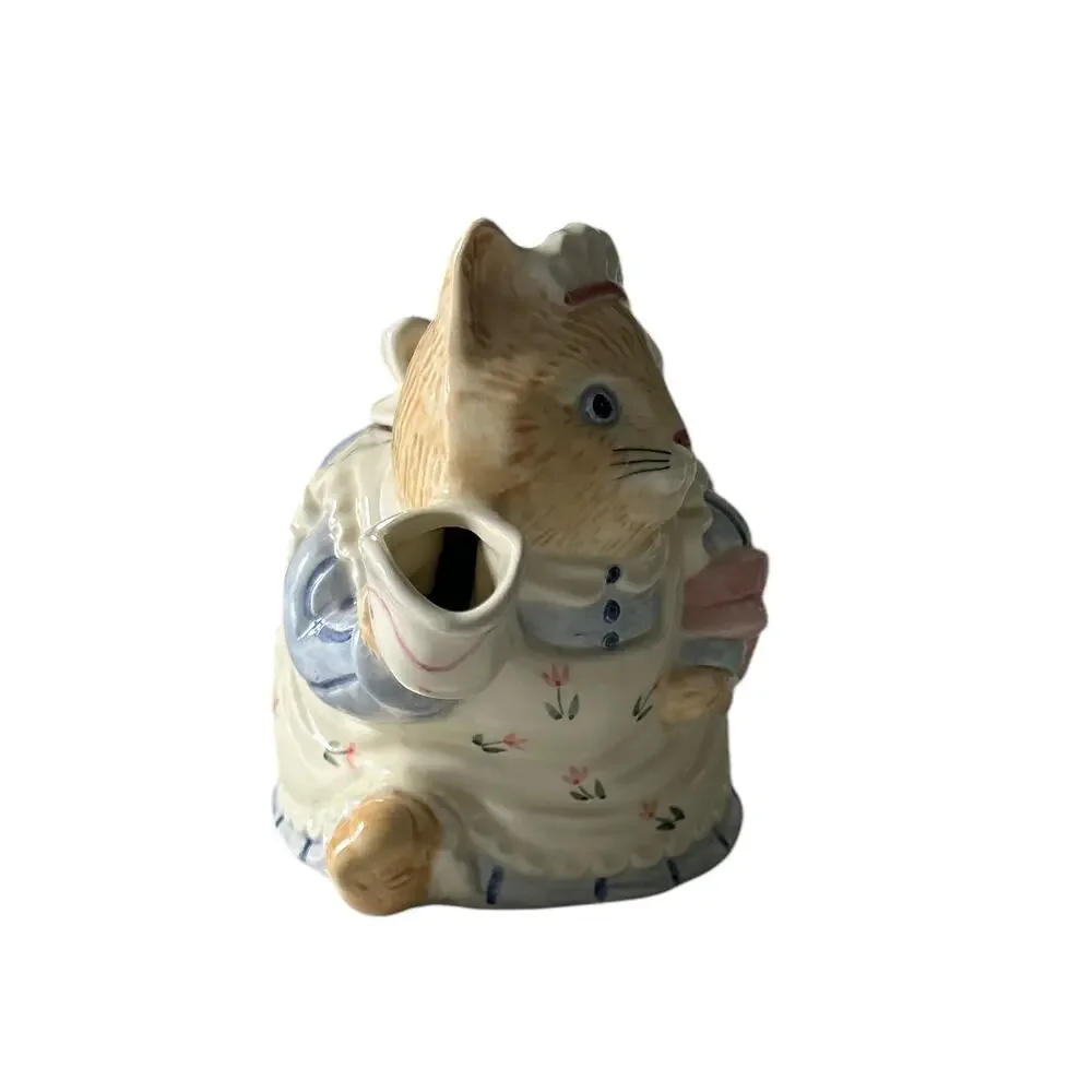 Vintage Takahashi San Francisco Hand Painted Cat‎ Ceramic Teapot With Lid
